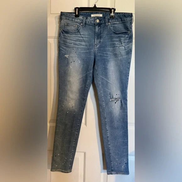 PacSun Mens Blue Ripped Splatter Stacked Skinny Jeans 32x30 - Picture 7 of 9